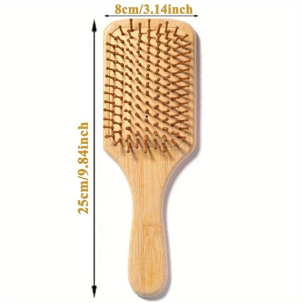 Natural bamboo paddle comb