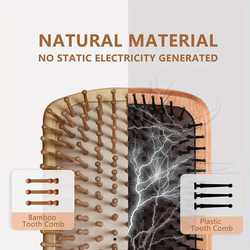 Natural bamboo paddle comb