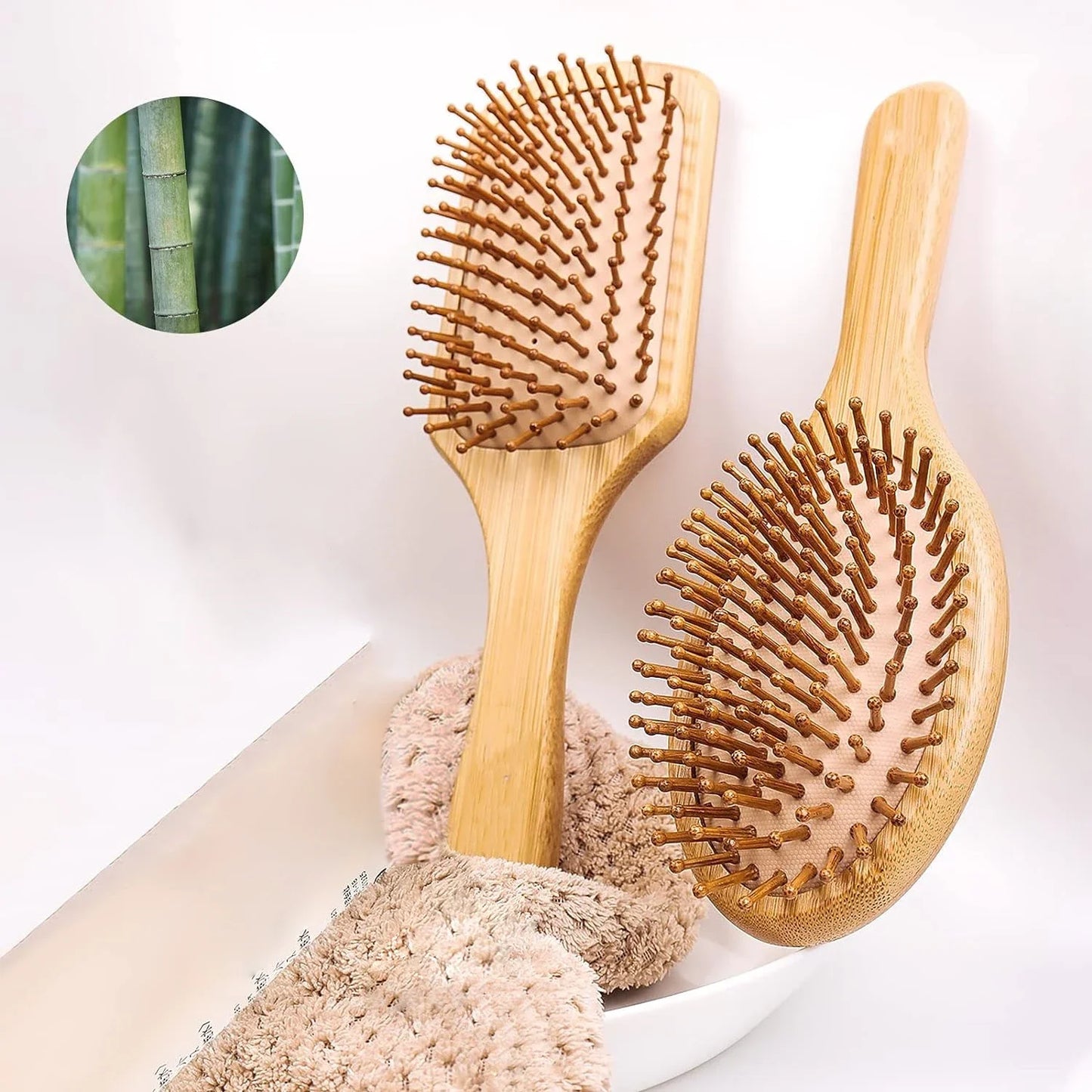 Natural bamboo paddle comb