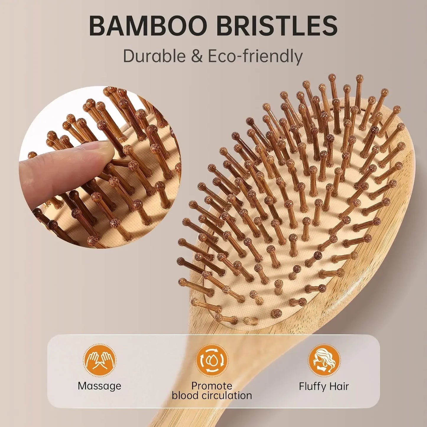 Natural bamboo paddle comb
