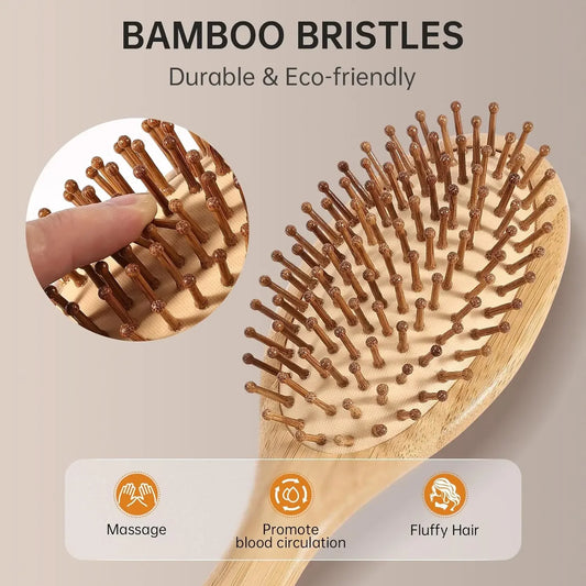 Natural bamboo paddle comb